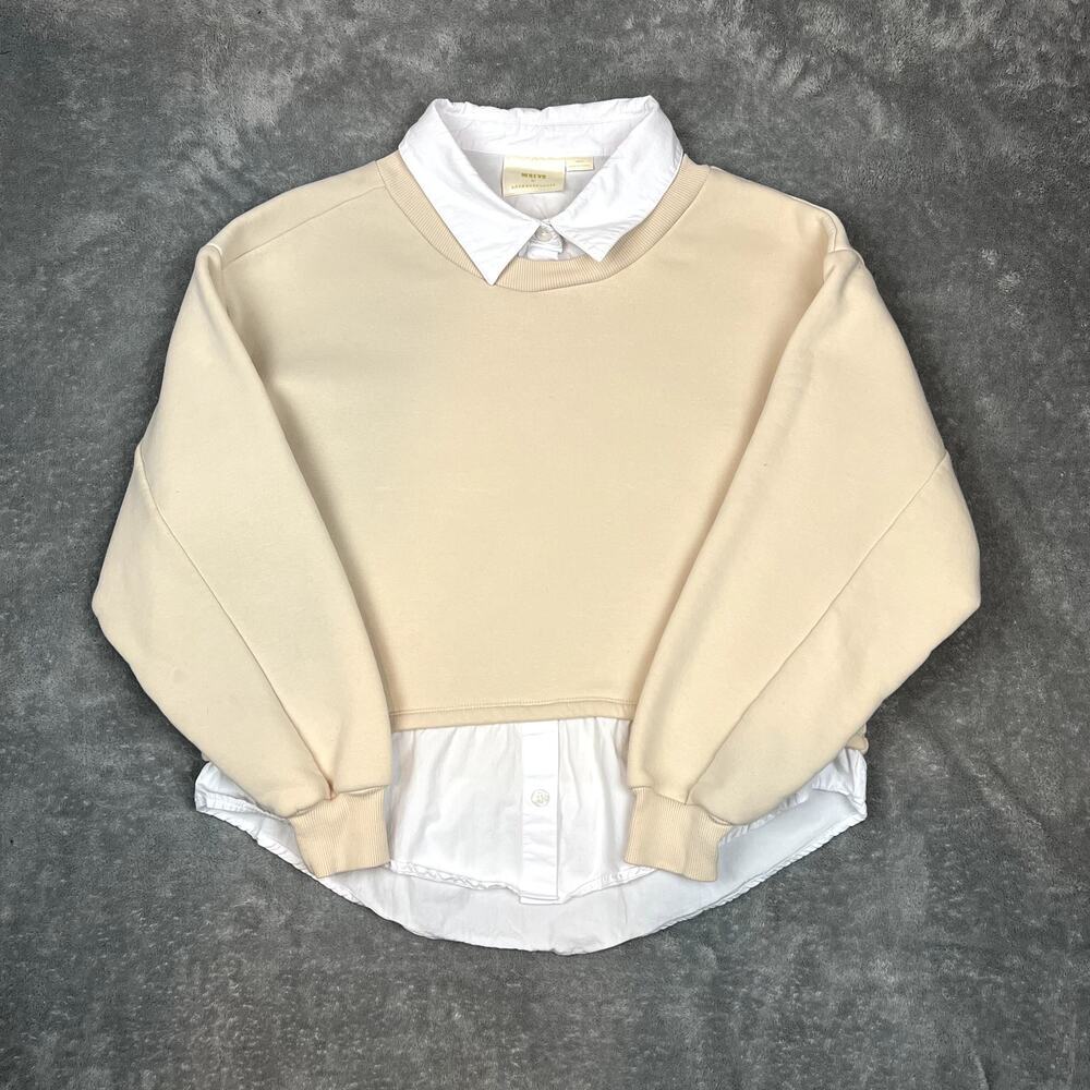 Maeve by Anthropologie Oversized Mockable Shirt Sweatshirt Women S Long Sleeve